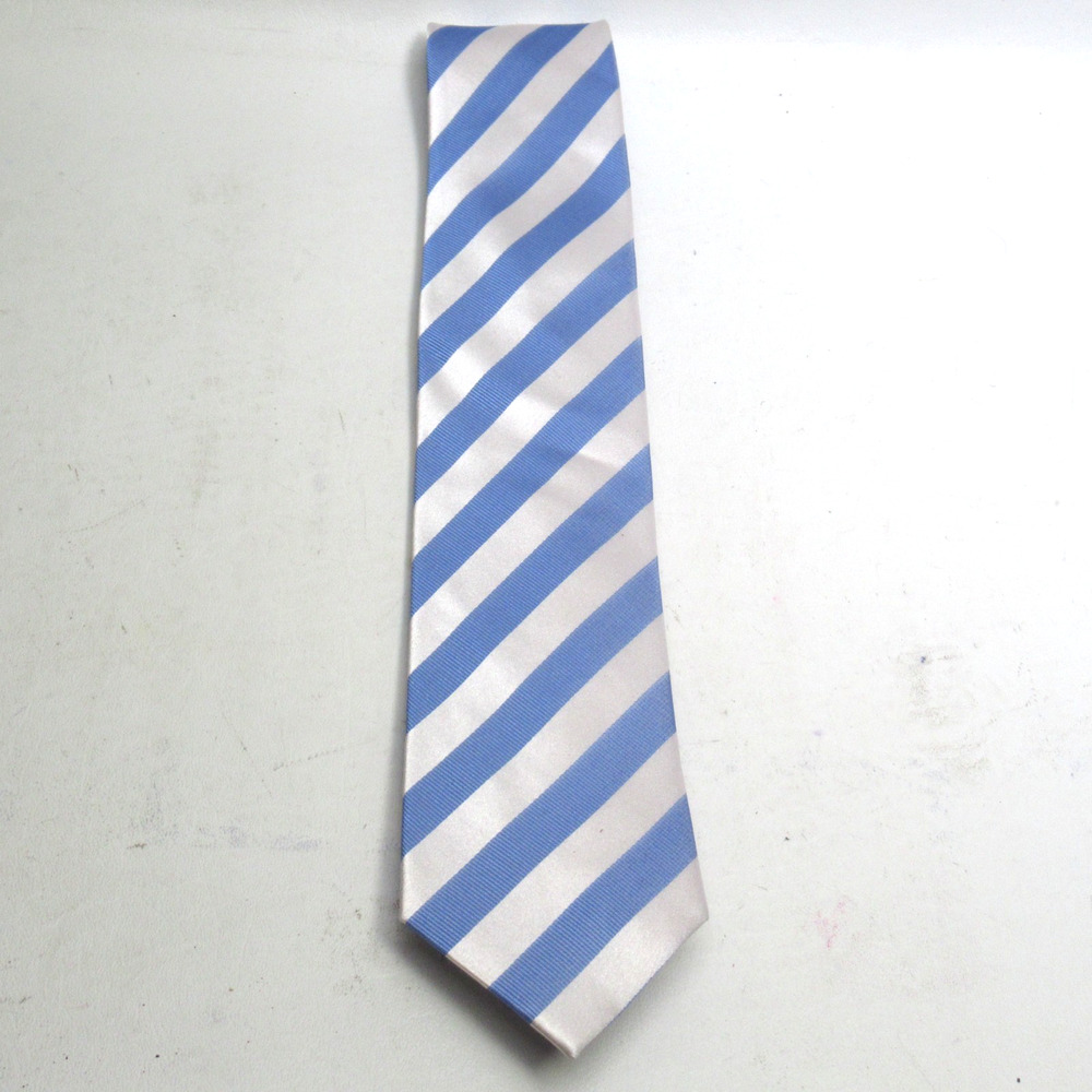 Vtg Parsley Neck Tie Mens 58 in Silk Periwinkle Blue White Diagonal Striped